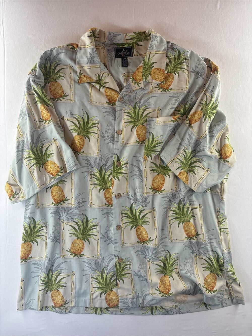 Bermuda Bay 100% Silk Hawaiian Button Up Shirt Size XXL (2s3)